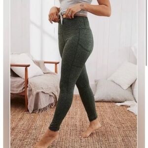 American Eagle Aerie Heather Green High Waist Hugger Legging with Pockets